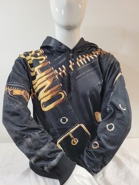 Moschino Men's Black/Gold Logo Hoodie Belt Buckle Size 48 EU Authentic $798
